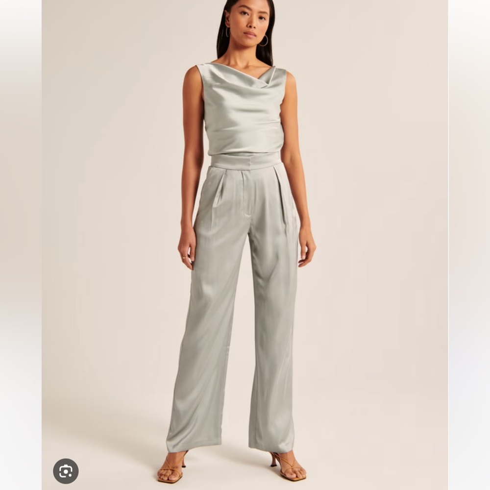 Abercrombie & Fitch Cream Satin Pants